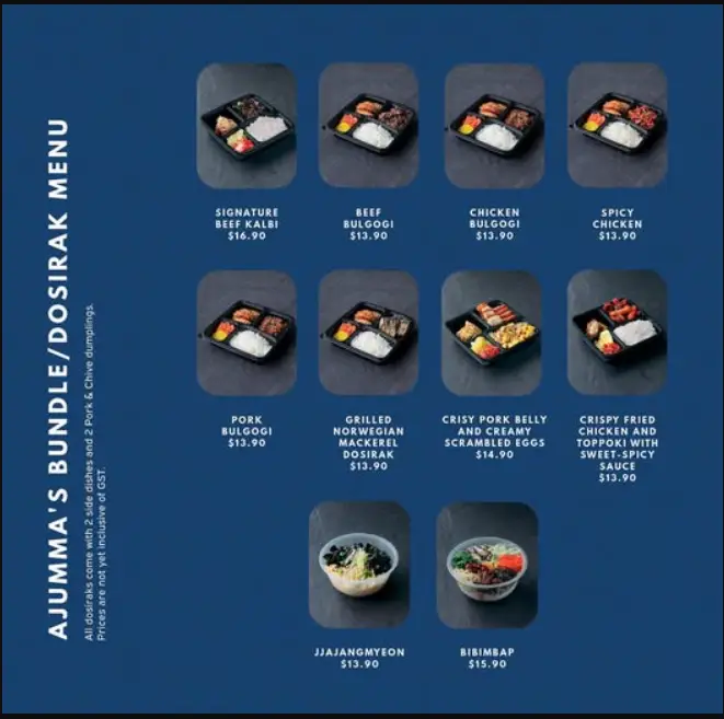 AJUMMAS MENU