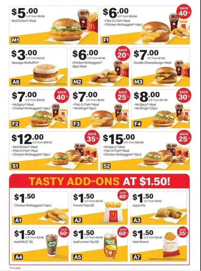 MCDONALDS MENU